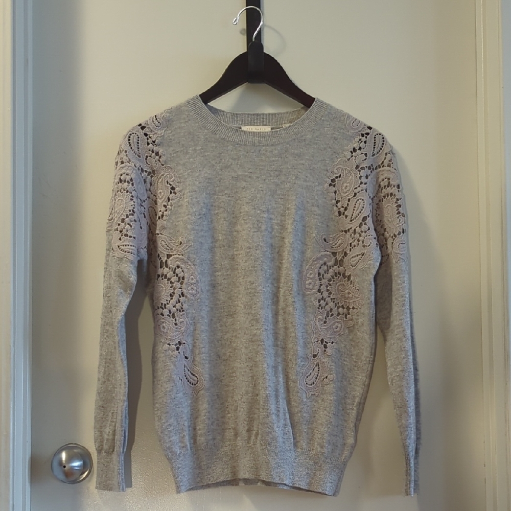 Ted Baker Light Gray Lace Accent Sweater